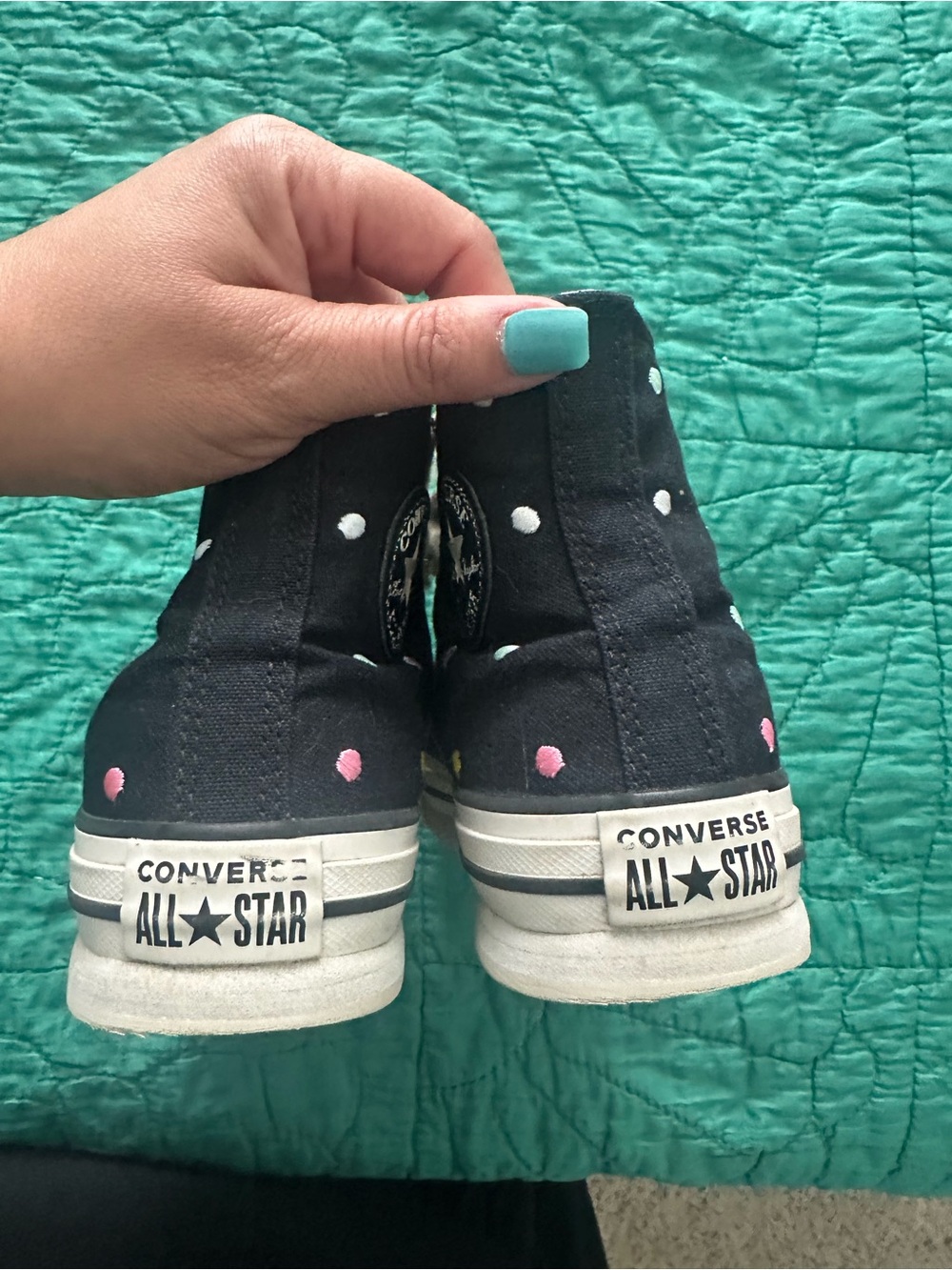Converse Kids Black High-Top Sneakers with Multicolor Polka Dots - Picture 5 of 8